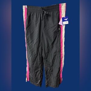 Joy lab women’s size large 100% nylon track pants black hot pink ivory $40 new